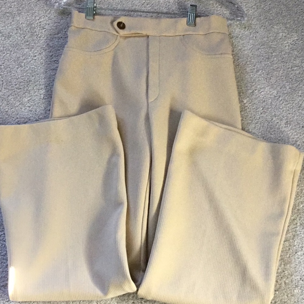 VINTAGE TAN PINSTRIPE WIDE BOTTOM PANTS * Size Small